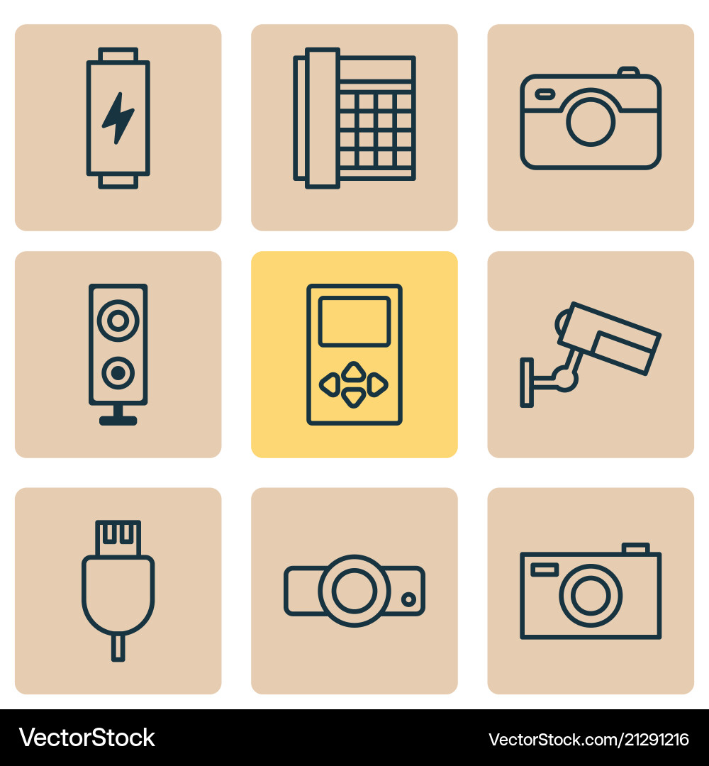 Hardware icons set with media device loudspeaker Hardware icons set with media device loudspeaker Vector Image