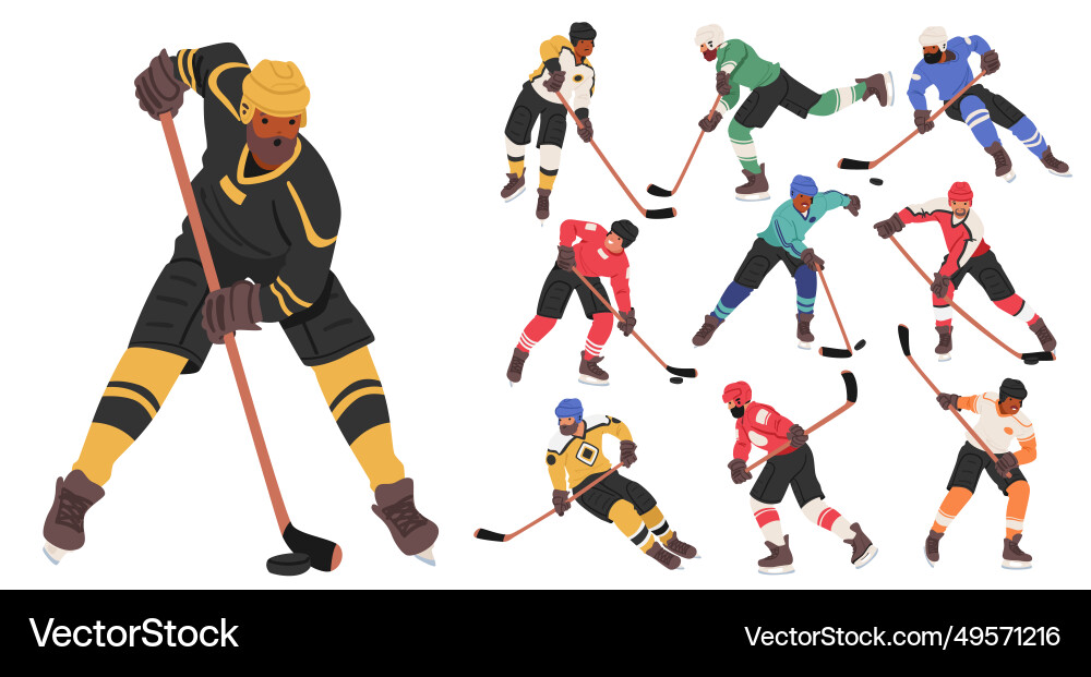 Hockey players in action agile skaters clad Hockey players in action agile skaters clad vector image