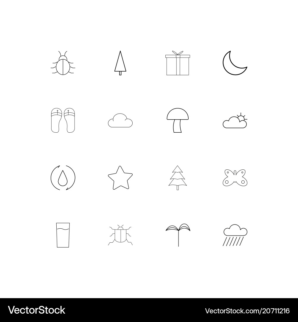 Nature simple linear icons set outlined Vector Image