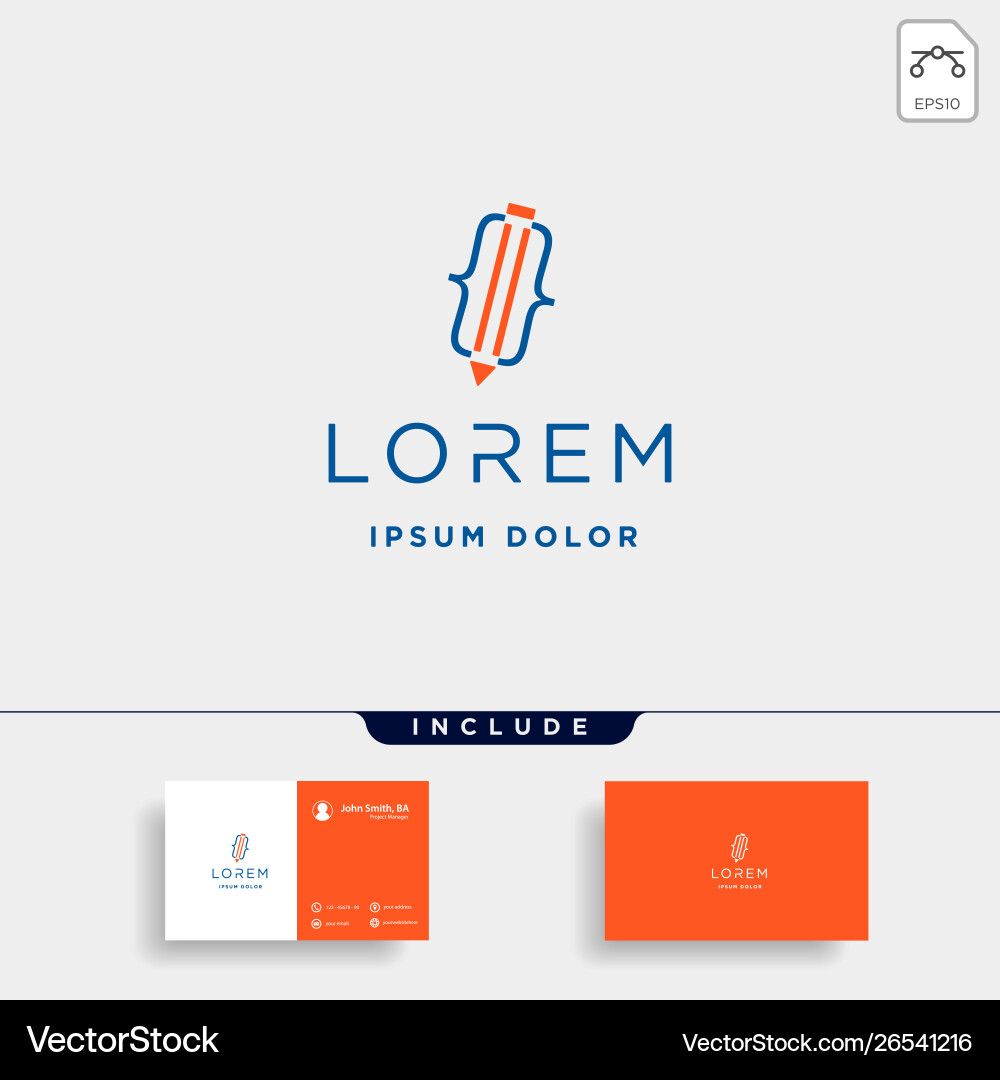 Pen code logo design writer coding symbol vector image