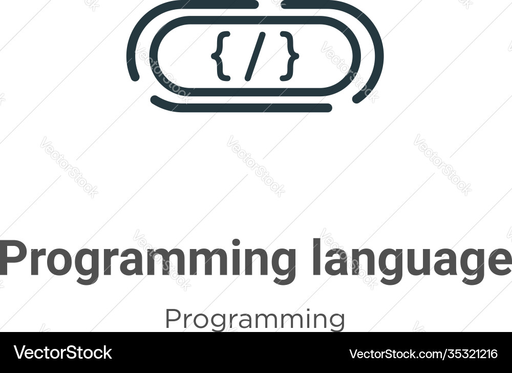 Programming language outline icon thin line black vector image