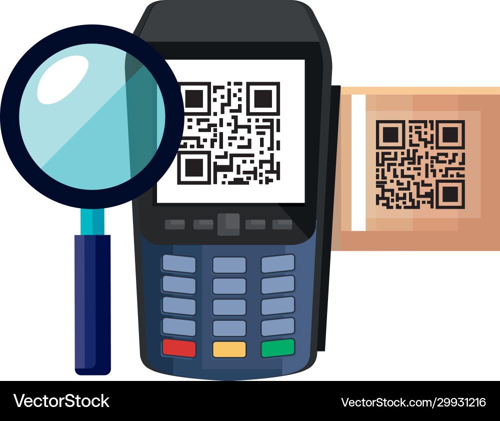 Qr code inside dataphone design vector image