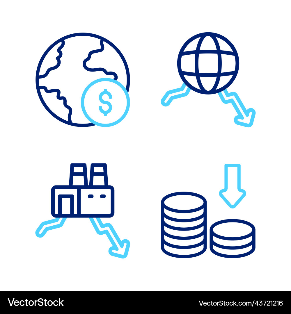 Set line dollar rate decrease shutdown of factory Set line dollar rate decrease shutdown of factory vector image