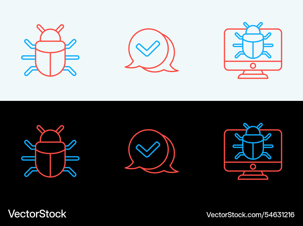 Set line system bug on monitor and check mark Set line system bug on monitor and check mark vector image