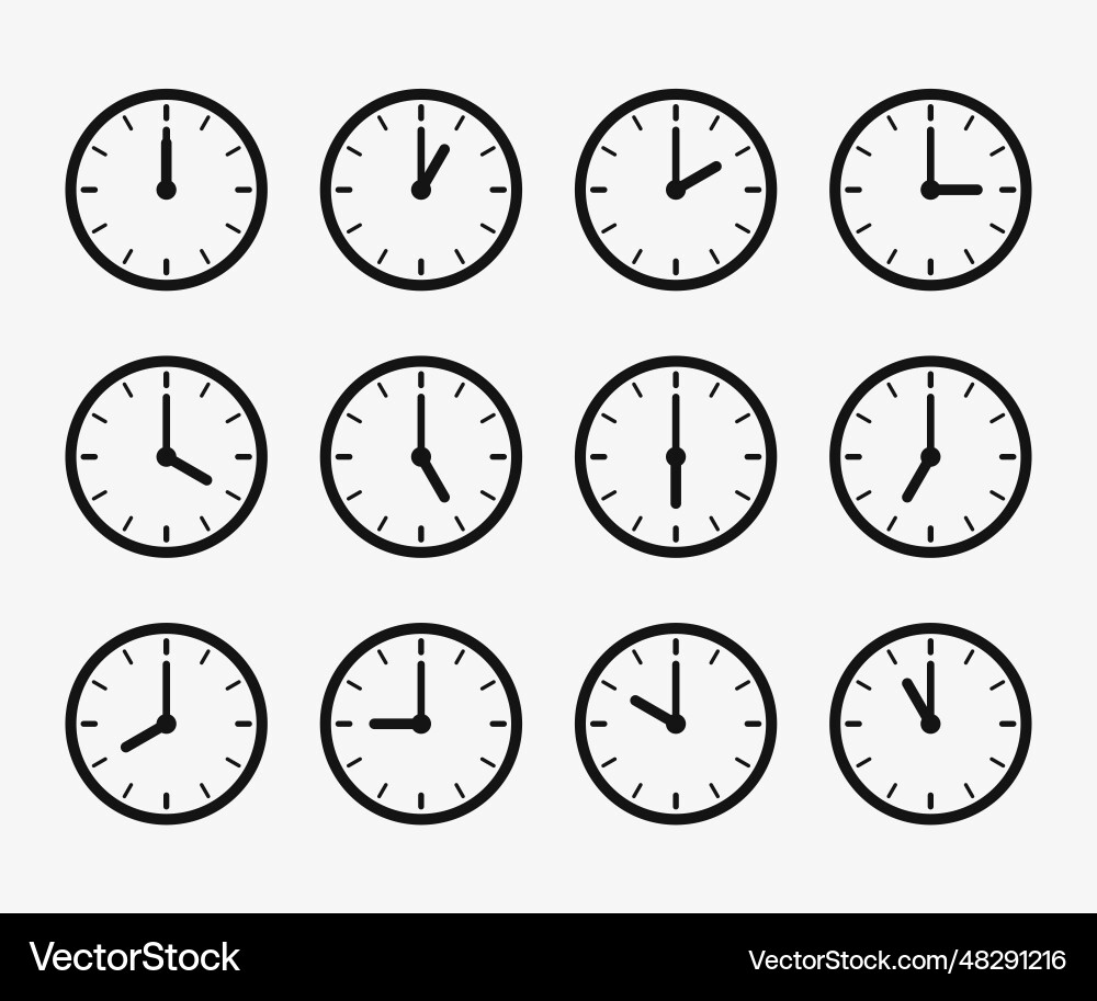Set of clock icon in flat style Set of clock icon in flat style vector image
