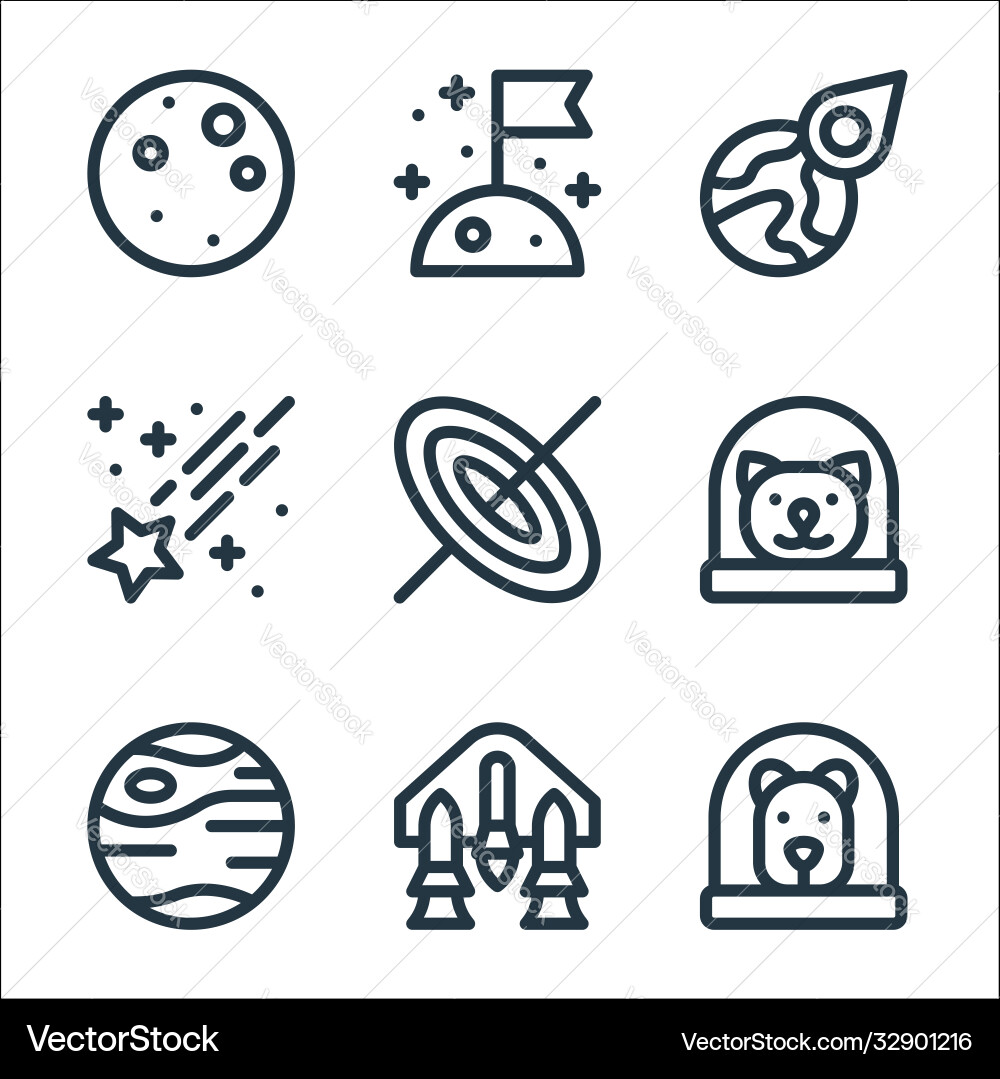 Space line icons linear set quality vector image