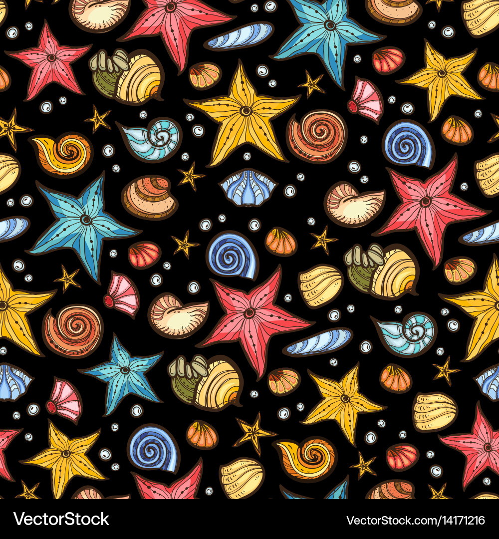 Starfish shell seamless pattern vector image