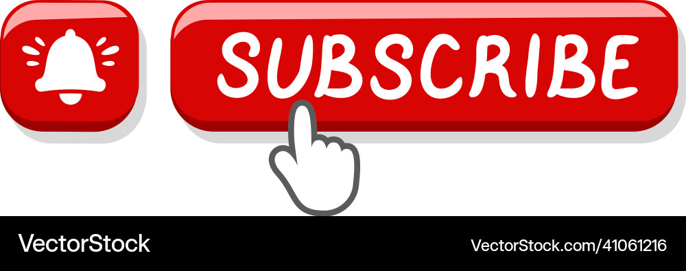 Subscribe button with bell and hand cursor vector image