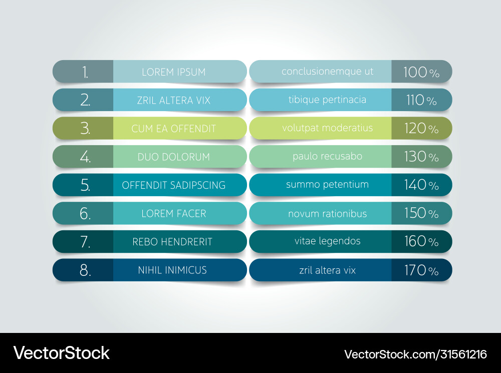 Table schedule design template with 8 row banner Table schedule design template with 8 row banner vector image