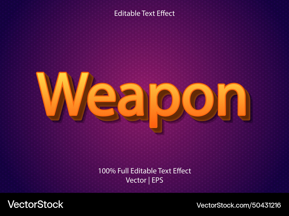 Weapon editable text effect retro style Weapon editable text effect retro style Vector Image