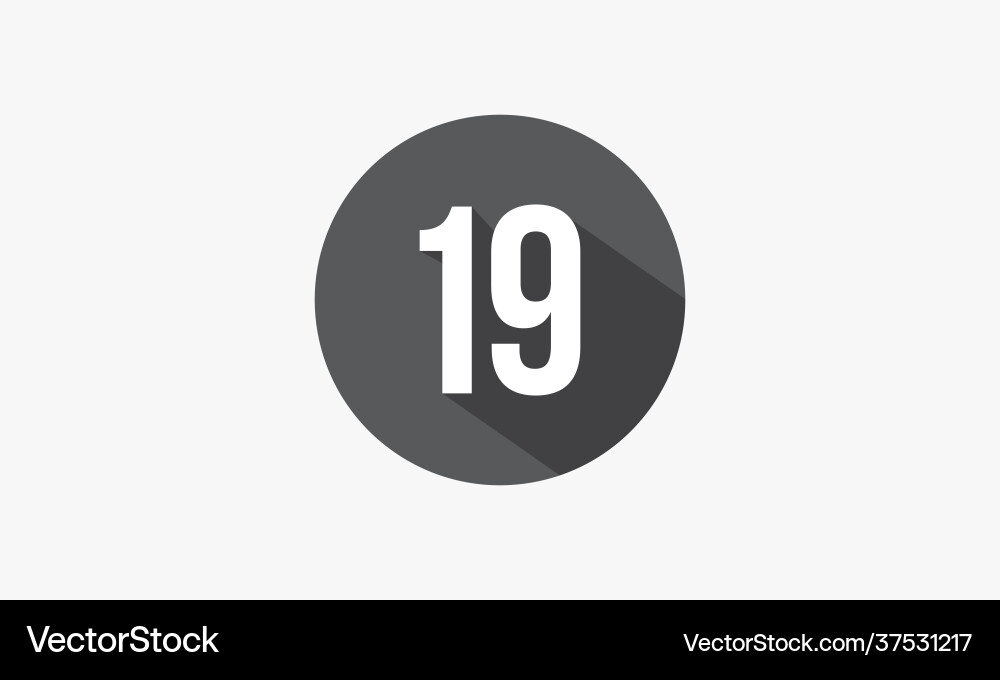 19 number with shadow isolated on white background 19 number with shadow isolated on white background Vector Image