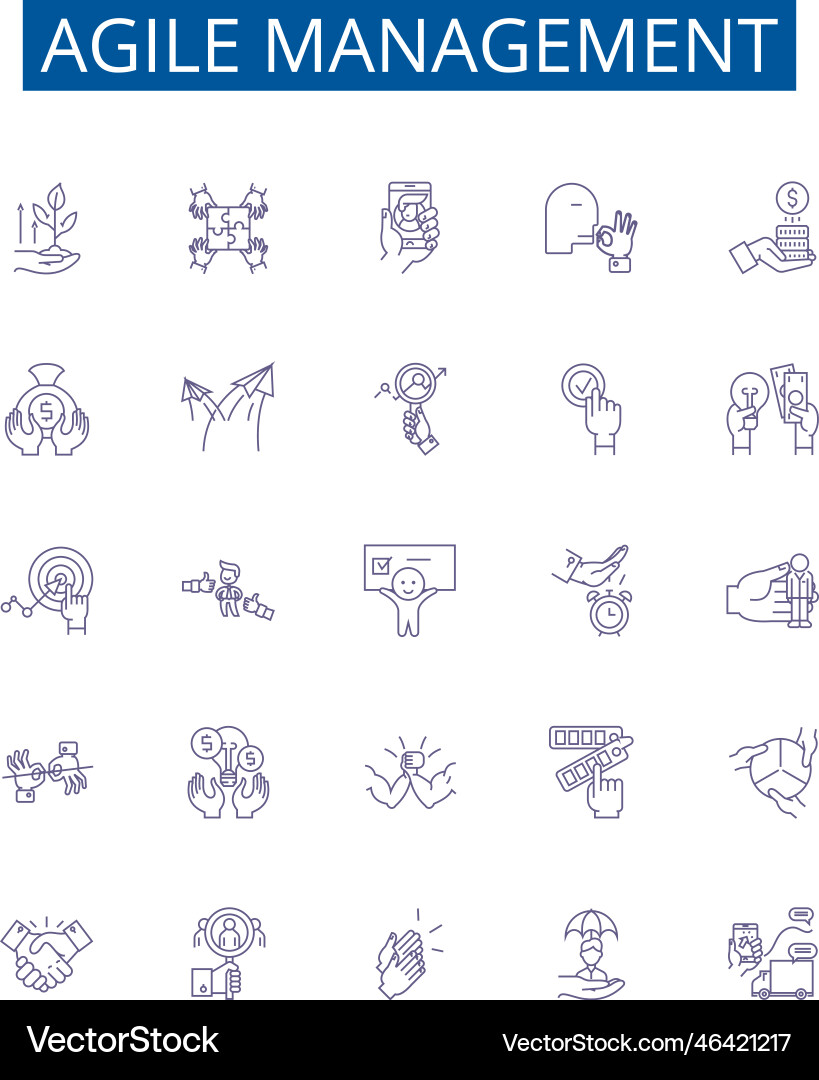 Agile management line icons signs set design Agile management line icons signs set design vector image