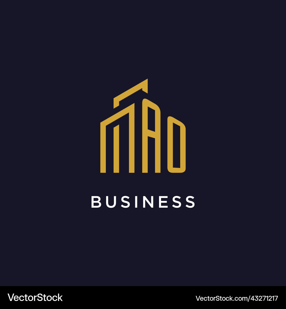 Ao initial monogram with building logo design Ao initial monogram with building logo design Vector Image