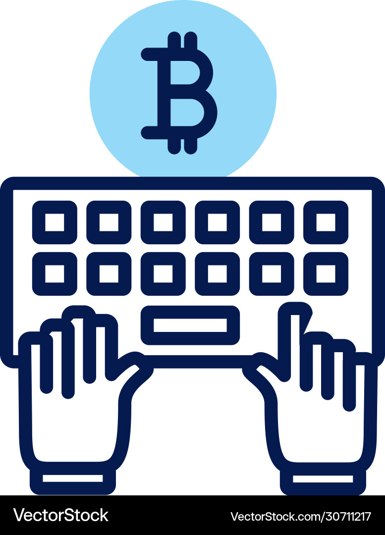 Bitcoin and keyboard crypto currency line style Bitcoin and keyboard crypto currency line style vector image