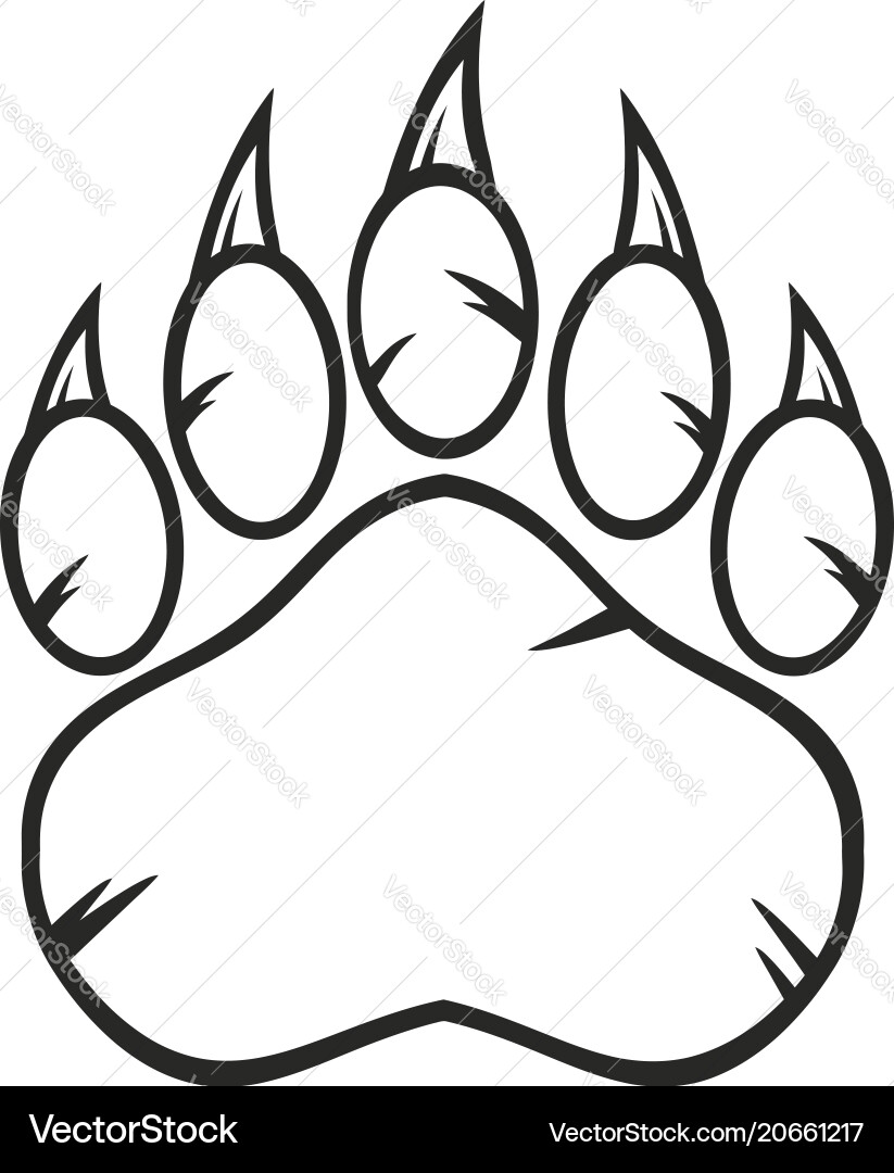 Black Bear Paw with Claws Vector Image
