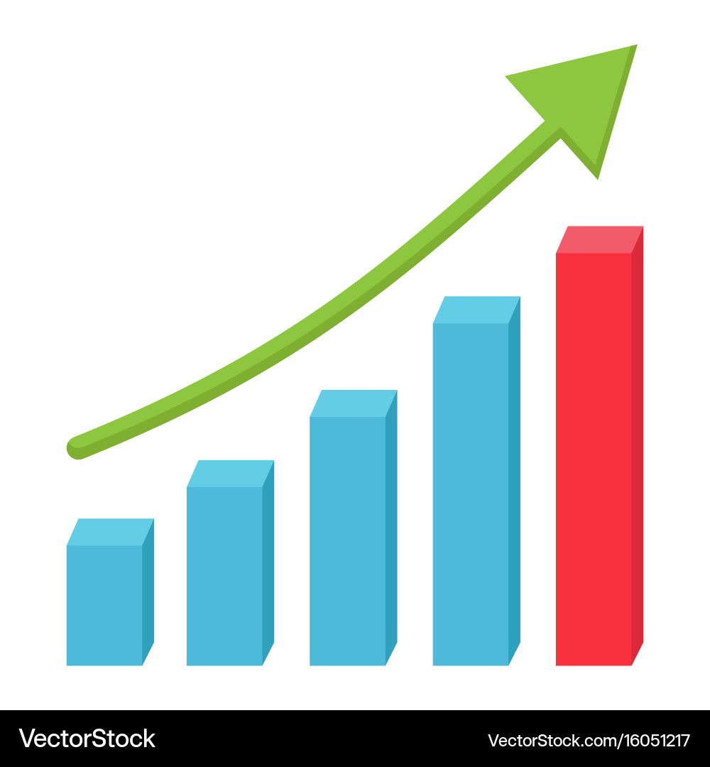 Business growth flat icon and financial Royalty Free Vector
