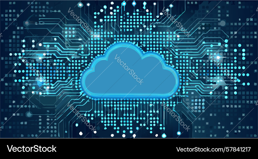 Cloud computing network diagram global data vector image