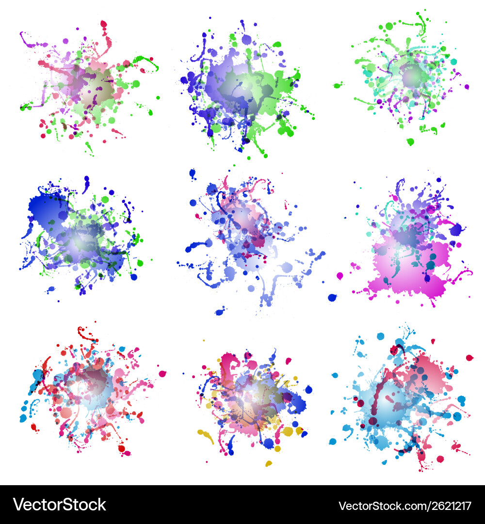 Colorful paint splashes on white plus eps10 Vector Image