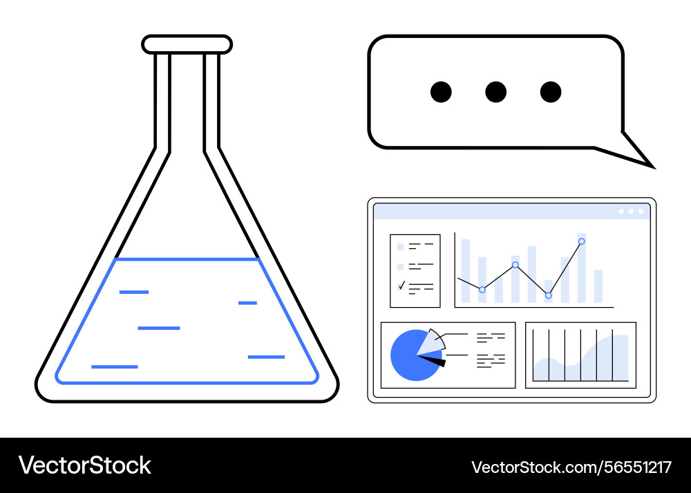 Data analysis and communication concept with flask Vector Image