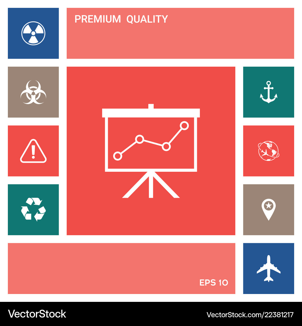 Flip-chart projection screen with a graph vector image