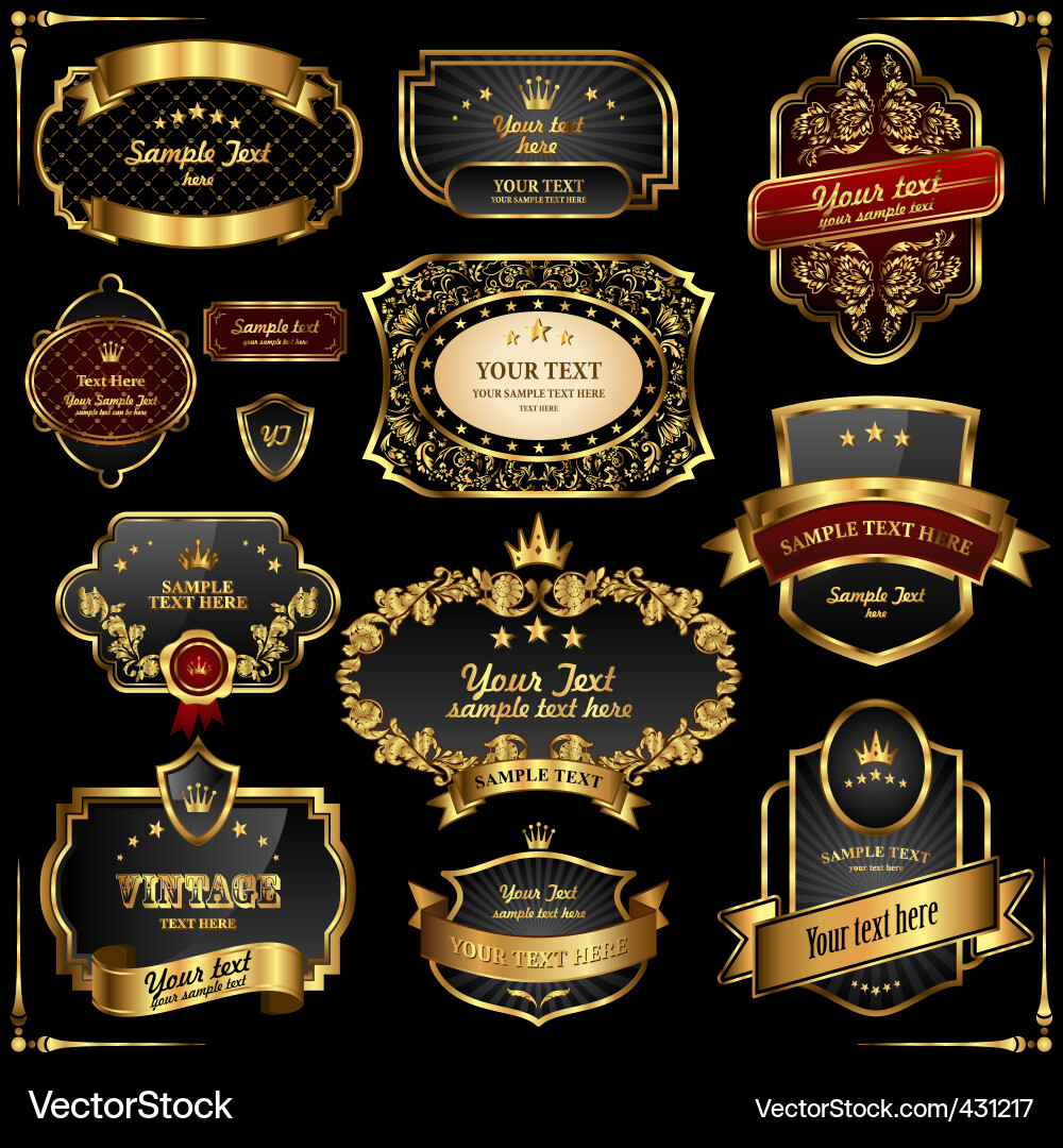 Golden Retro Frames vector image