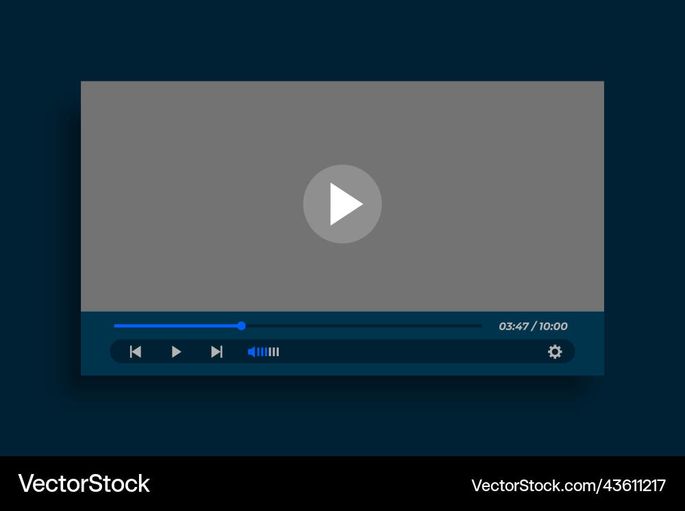 Modern style video player template design vector image