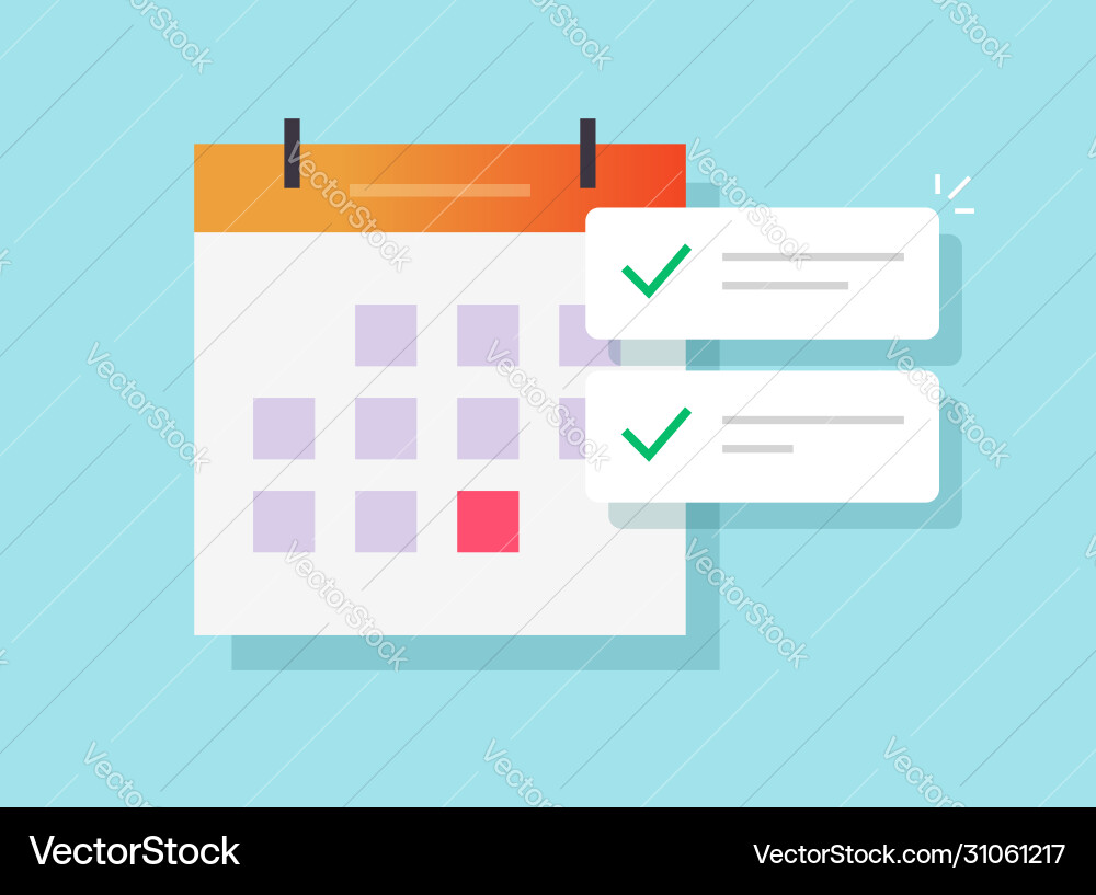 Online calendar task to do list and important Online calendar task to do list and important vector image