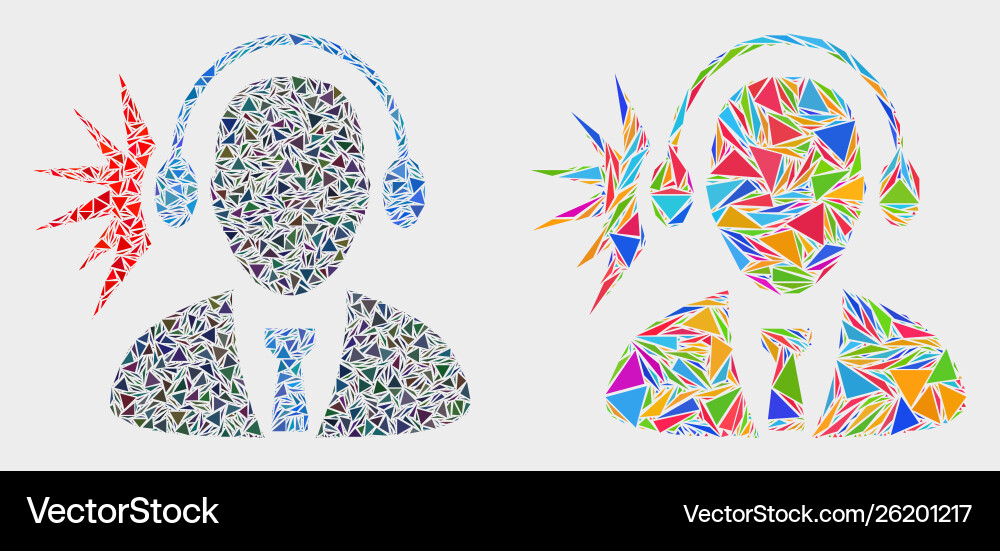 Operator signal mosaic icon triangle Operator signal mosaic icon triangle Vector Image