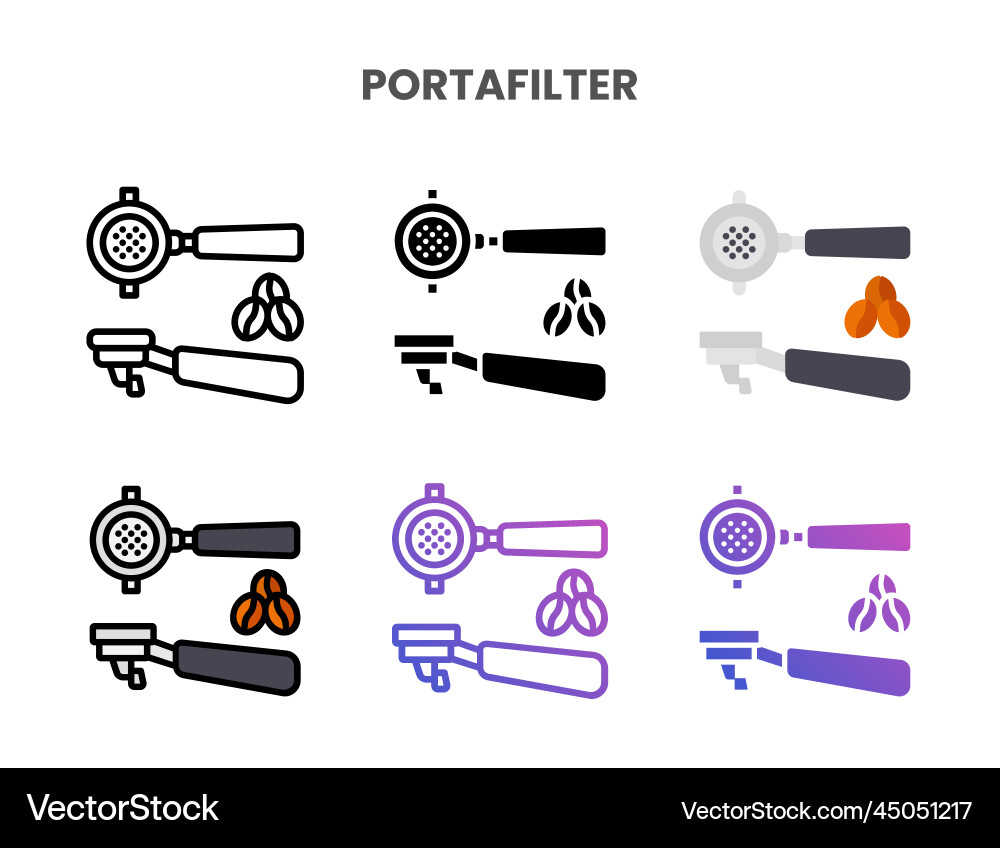 Portafilter icons set with different styles Portafilter icons set with different styles vector image
