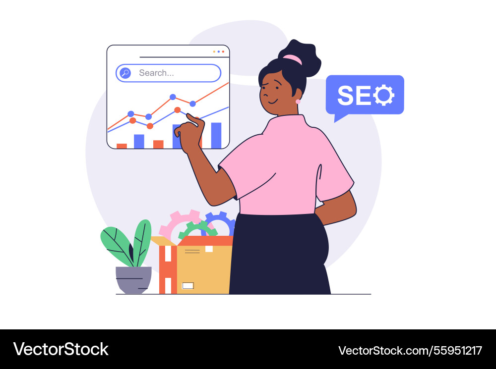 Seo-Optimierungskonzept mit Cartoon-Mitarbeitern Seo-Optimierungskonzept mit Cartoon-Mitarbeitern vektorbild