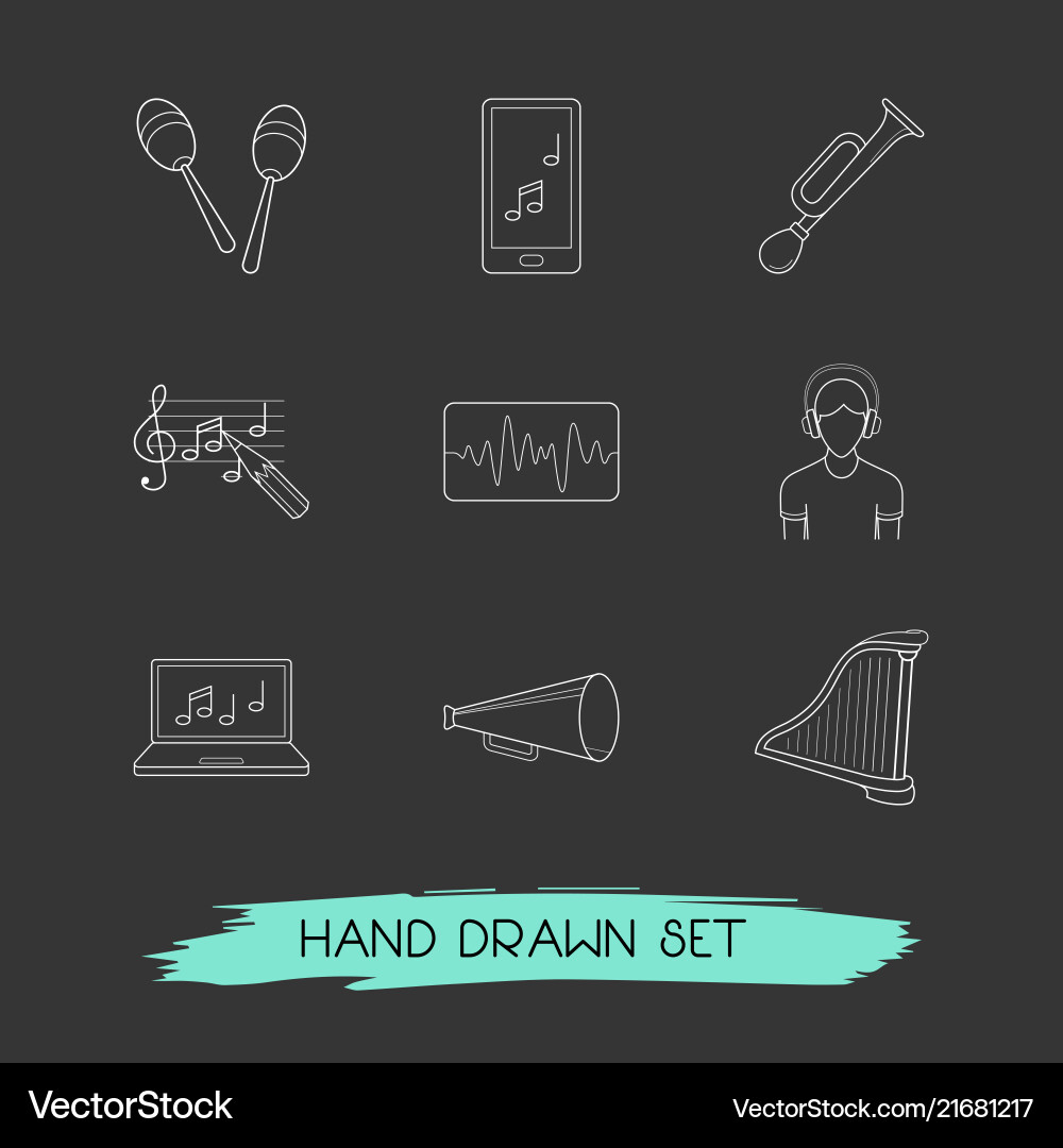 Set audio icons line style symbols Set audio icons line style symbols vector image