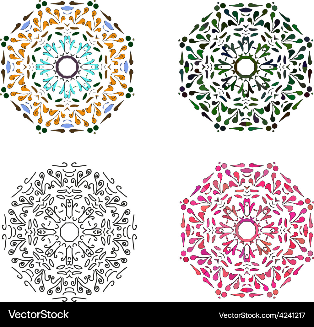 Set of four circular patterns Vector Image