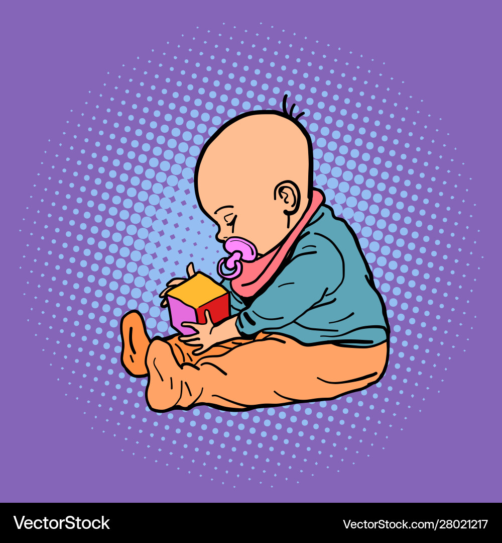 Small child playing with a cube Small child playing with a cube vector image
