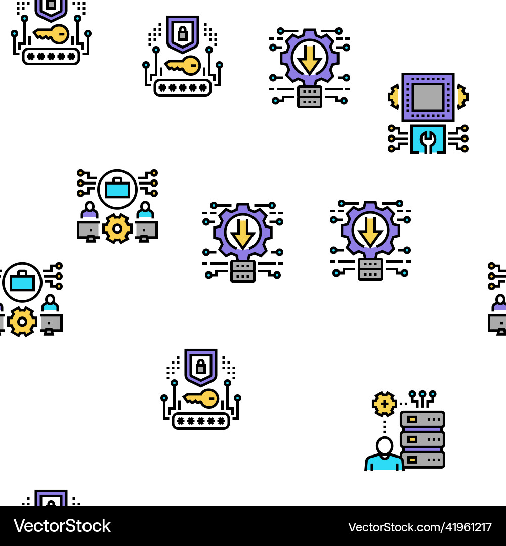 System work process seamless pattern System work process seamless pattern vector image