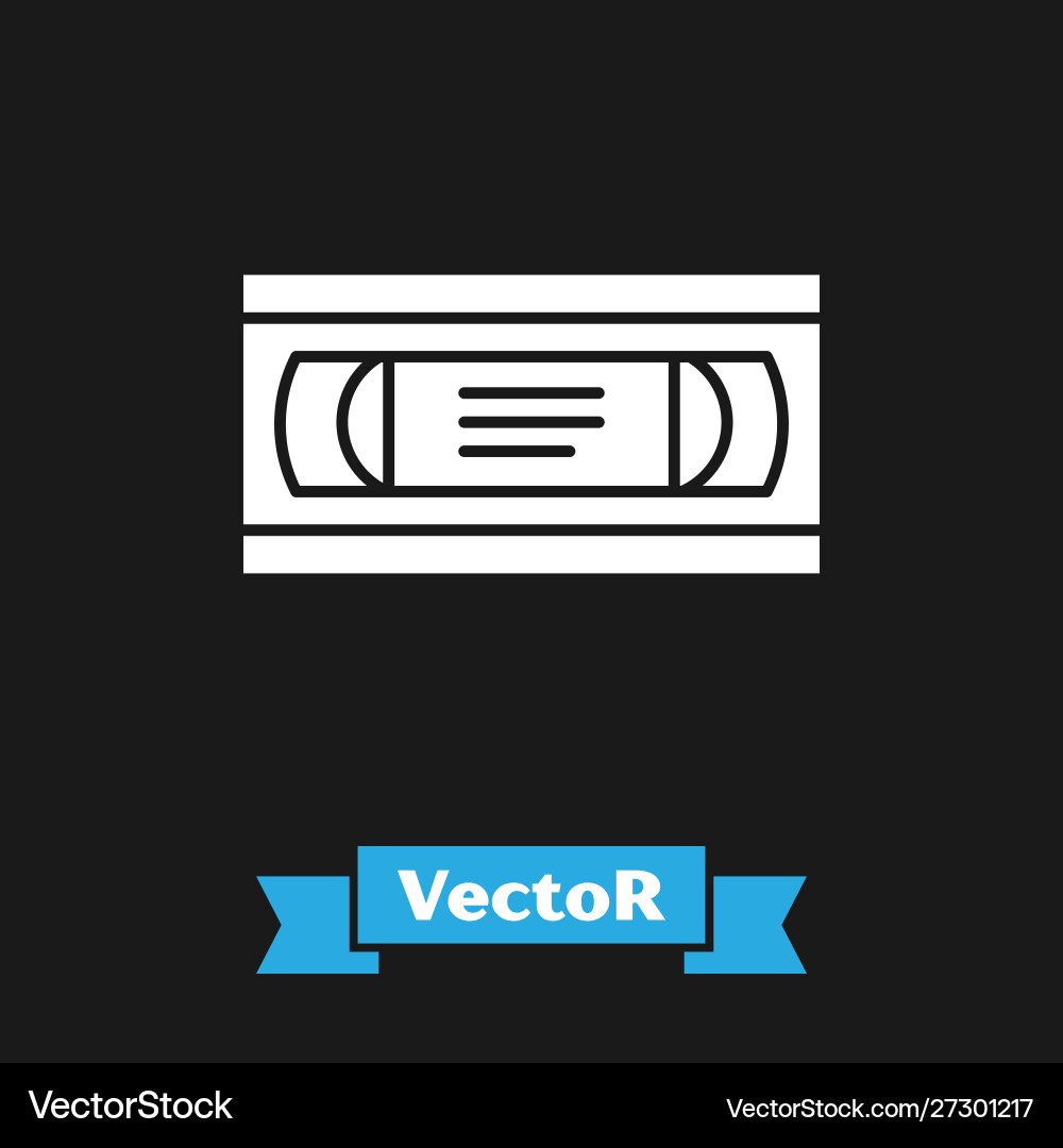 White vhs video Kassetten-Band-Symbol isoliert White vhs video Kassetten-Band-Symbol isoliert vektorbild