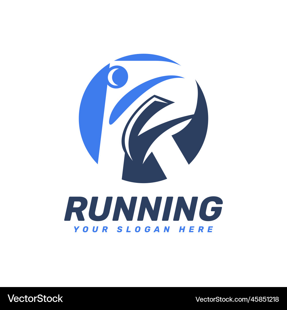 Abstract initial letter r combined with running vector image