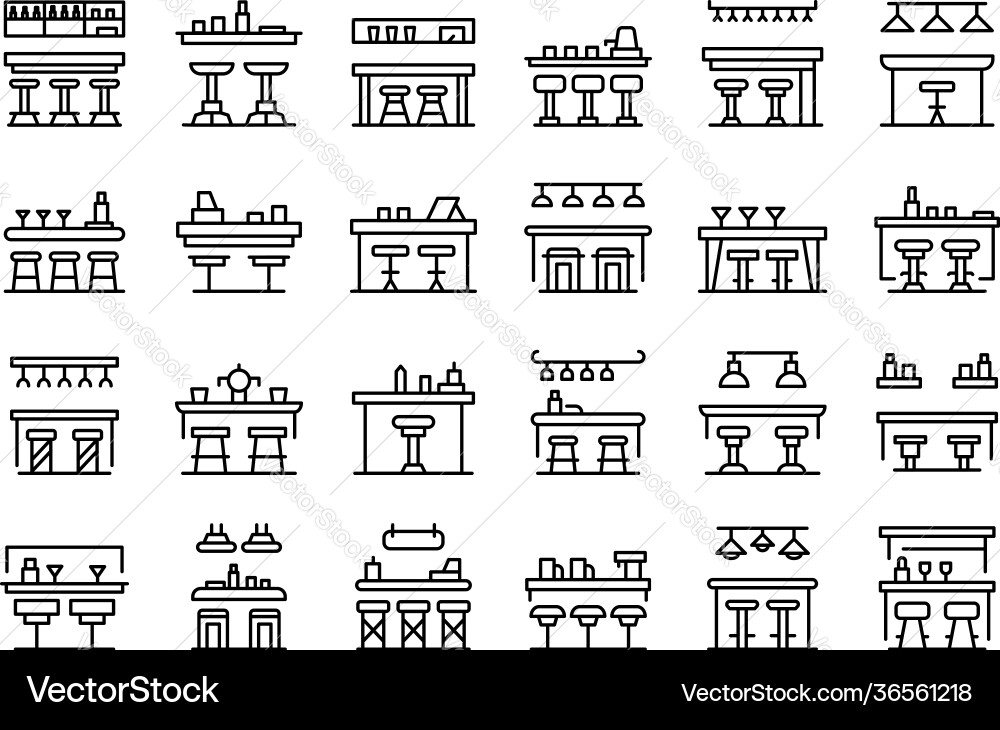 Bar counter icons set outline style Vector Image