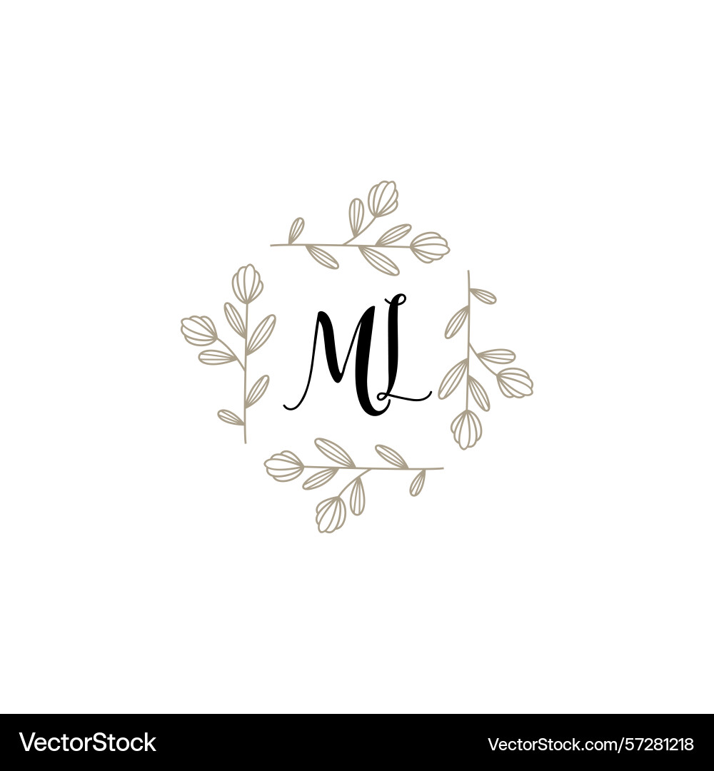 Botanical monogram logos with initial ml Vector Image
