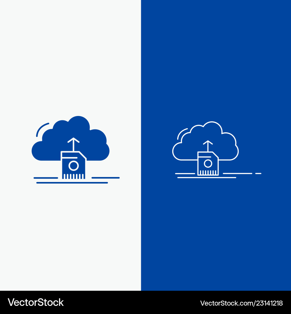 Cloud upload save data computing line and glyph Cloud upload save data computing line and glyph vector image