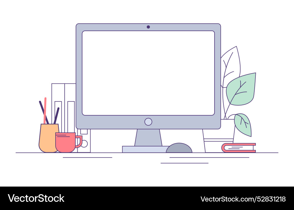 Computer monitor with empty display Computer monitor with empty display vector image
