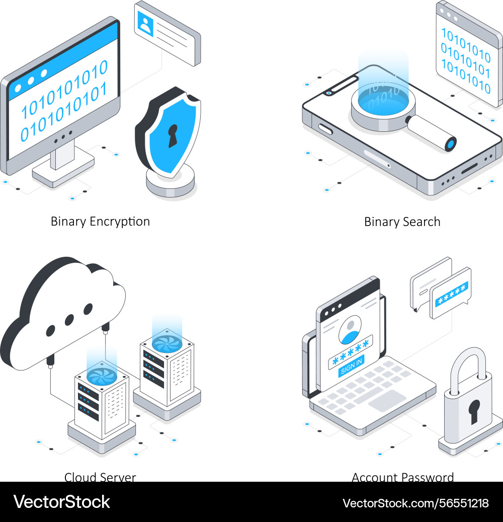 Data security isometric set 5 vector image