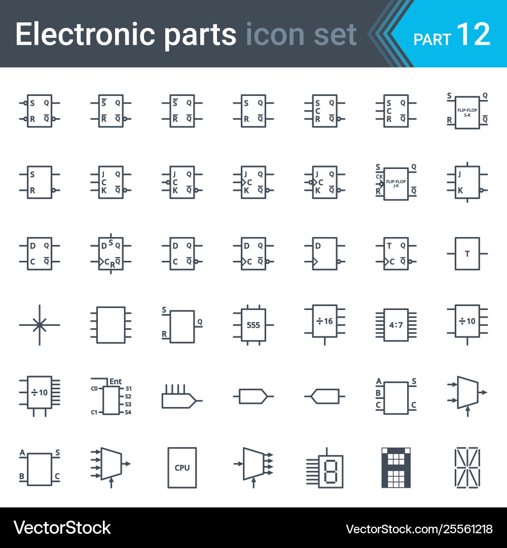 Digital Electronics Circuit Symbols Vector Image