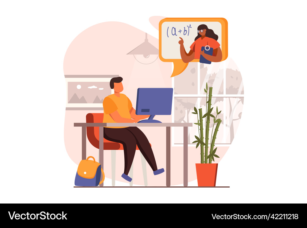 Distant learning web concept in flat design Distant learning web concept in flat design vector image