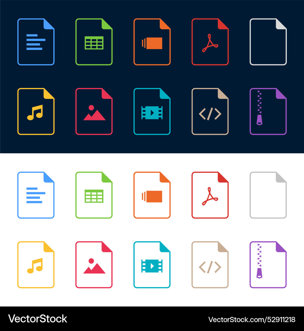 File type icon set Royalty Free Vector Image - VectorStock