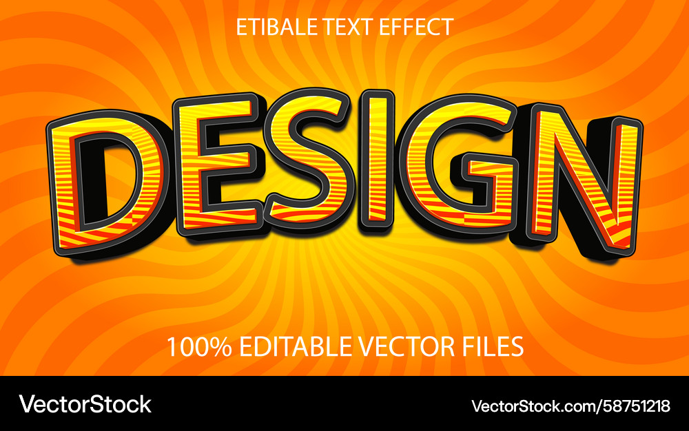 Glossy 3D Text Effect - Metallic Shine Vector Image