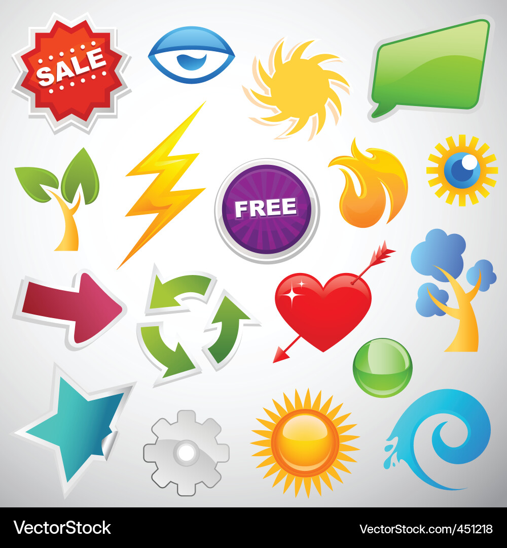 Icon Set - Web & Nature Vector Image