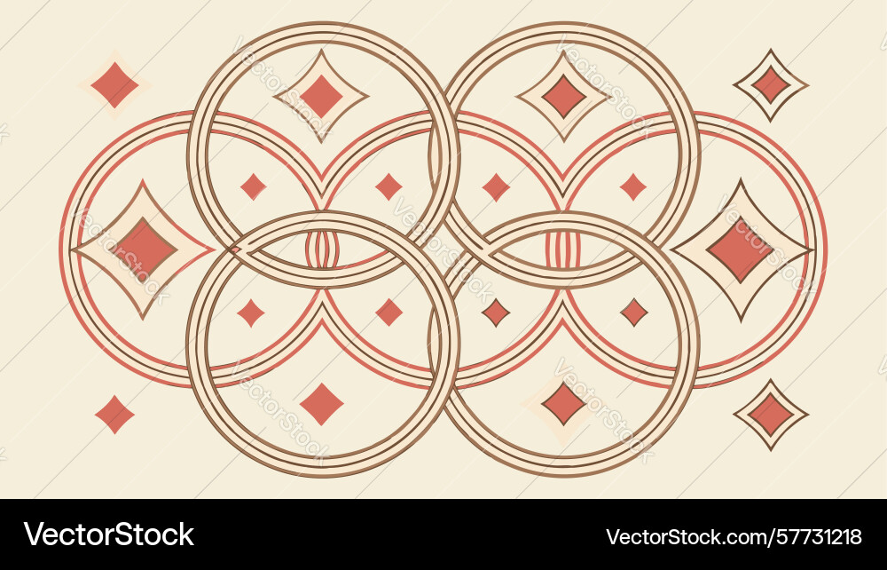 Intricate interlocking circles rings pattern vector image