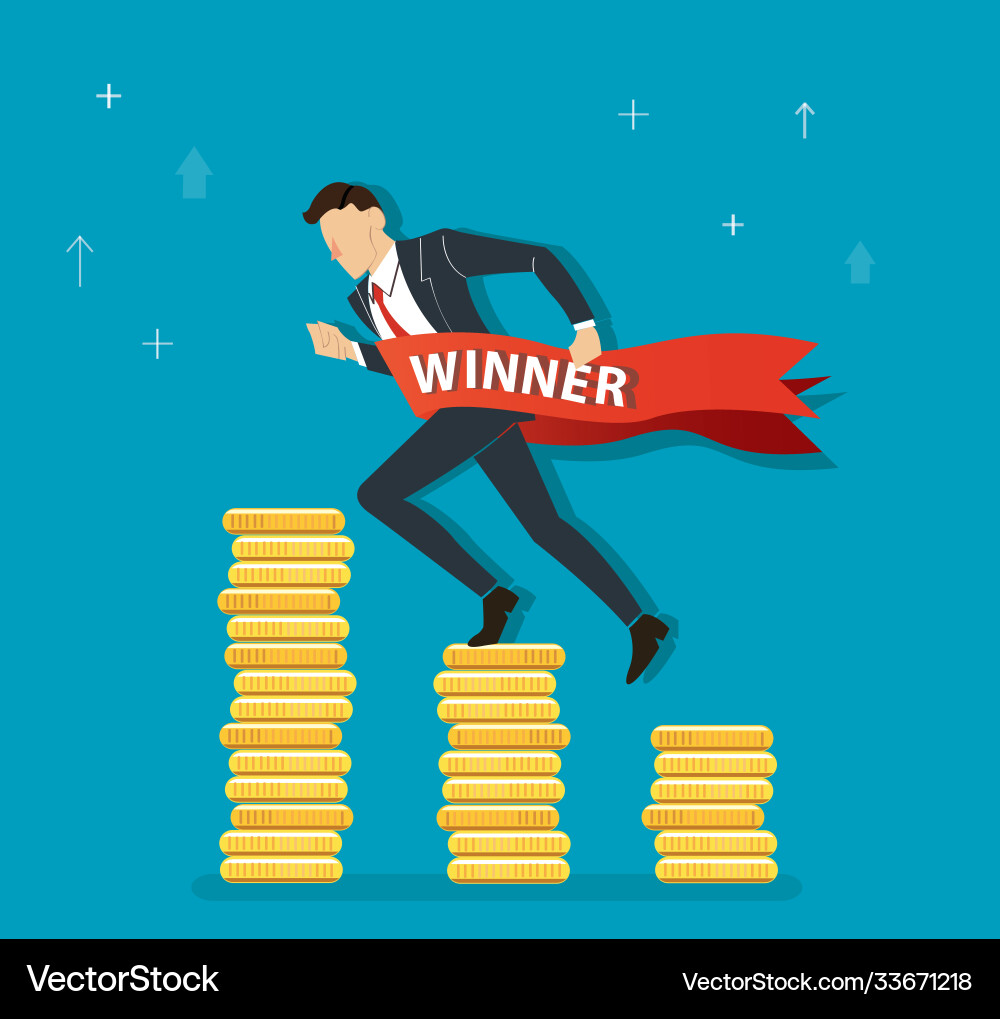 Man running on coins graph to success Man running on coins graph to success Vector Image