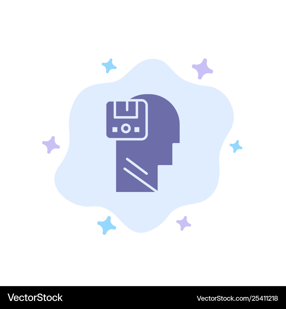 Memory save data user male blue icon on abstract Memory save data user male blue icon on abstract vector image