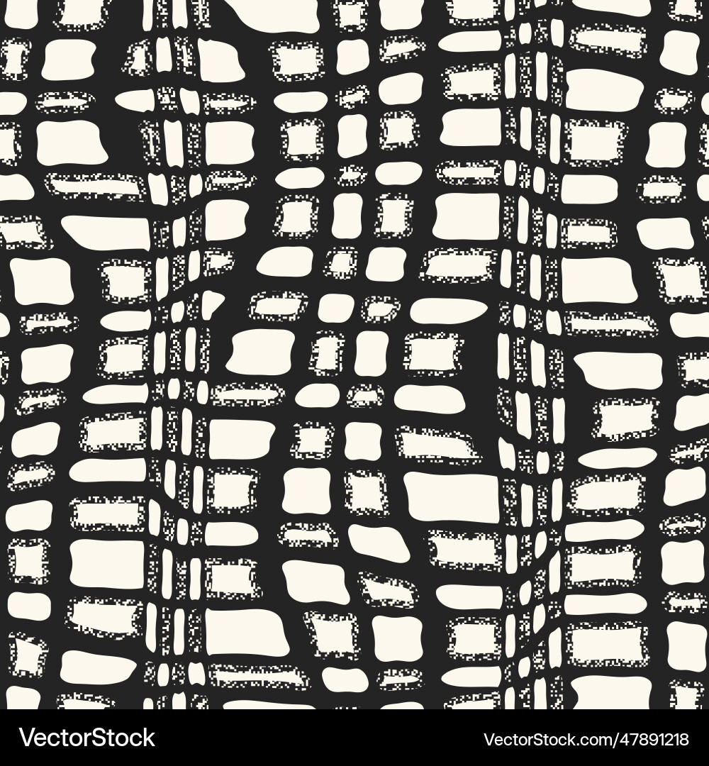 Monochrome glitch effect textured grid pattern Monochrome glitch effect textured grid pattern vector image